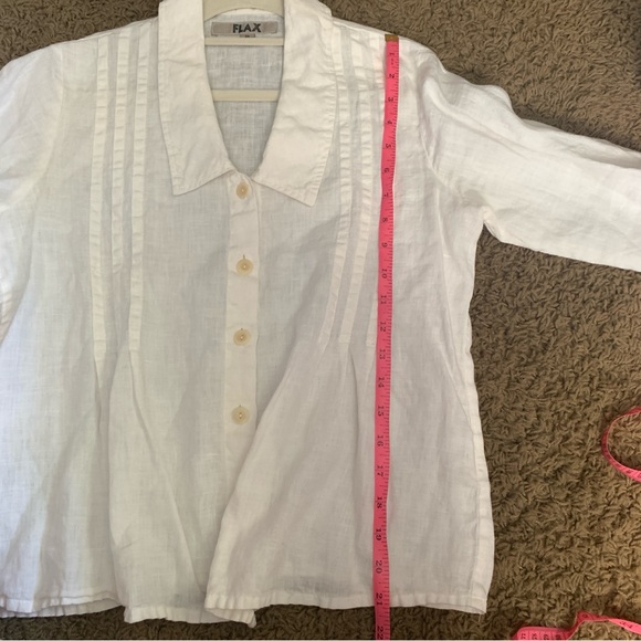 Flax White 3/4 Sleeve Notched Collar Blouse - Picture 7 of 8